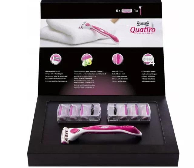 Wilkinson Sword Quattro For Women Rasier Set + 7er Rasierklingen OVP Klingen NEU