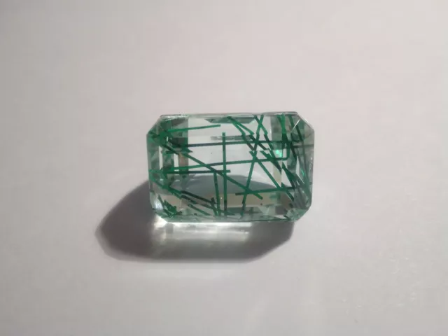 Topaz 26 Ct Brazil Ru-tailed Green Emerald Cut mit Nadeln, Nachbildung 12,8x19mm