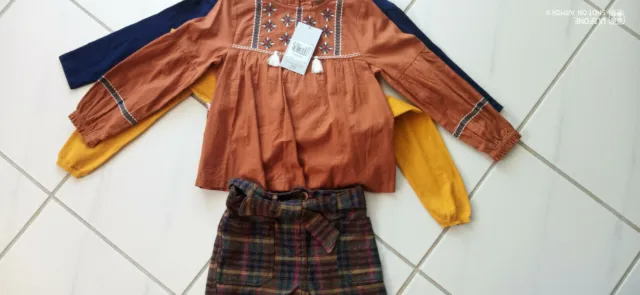 NUOVO H&M TU pacchetto ragazza 4-5 anni outfit camicetta nuovi con etichette pantaloncini 7