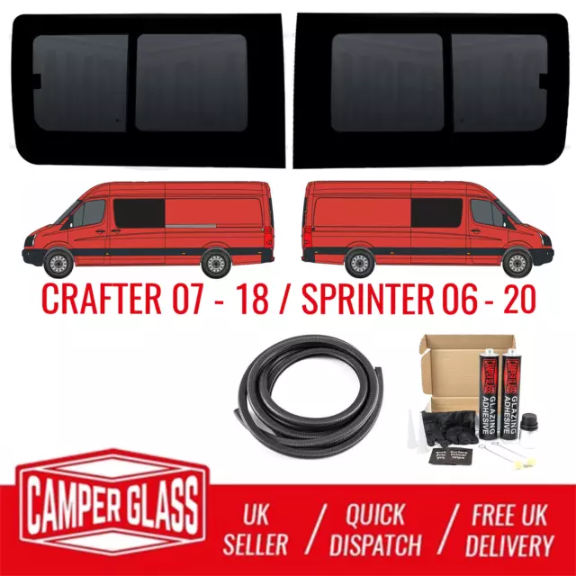 Crafter 07-18/Sprinter 06-20 Driver & Passenger Side Sliding Privacy Window Kit