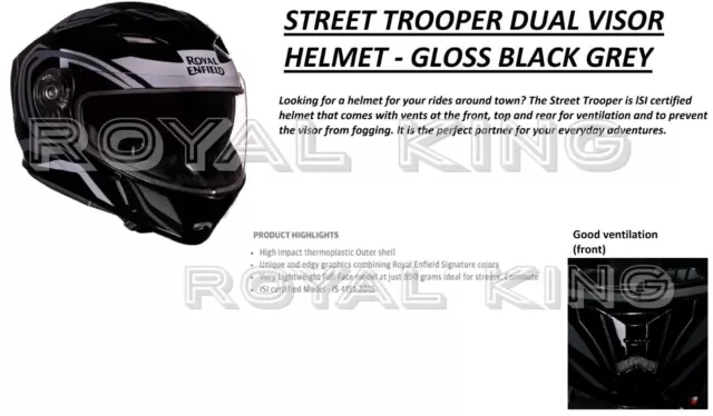 Casco Royal Enfield Street Trooper De Doble Visera - Negro Brillante Gris