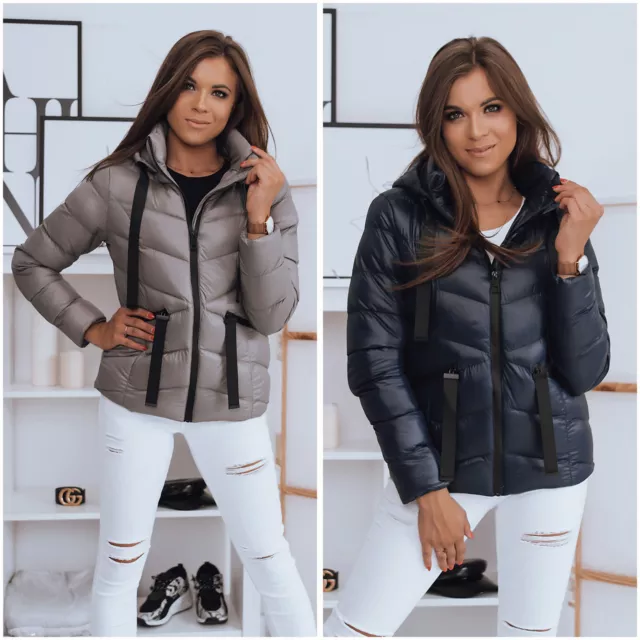 Damen Steppjacke Kurz Jacke Stehkragen Unifarbe Übergangsjacke DSTREET S-XL