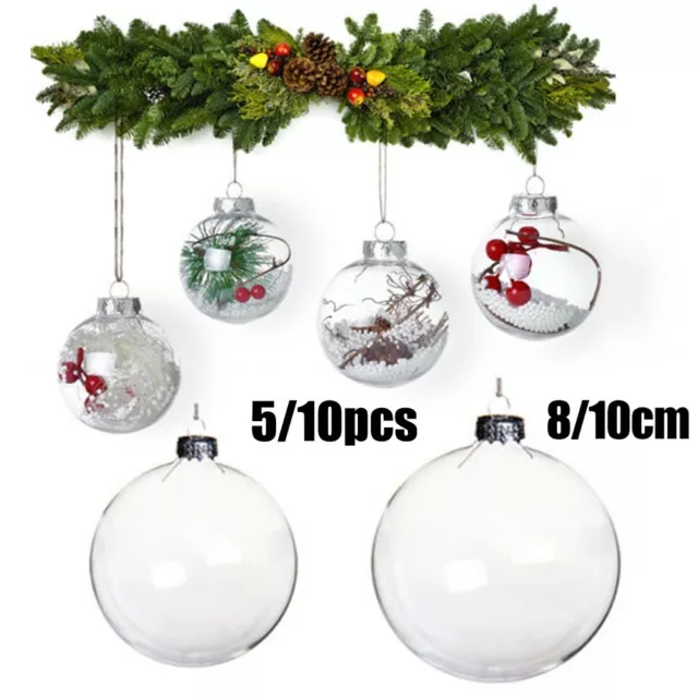 Transparent Fillable Christmas Tree Ornaments Pack of 10 Clear Plastic Balls