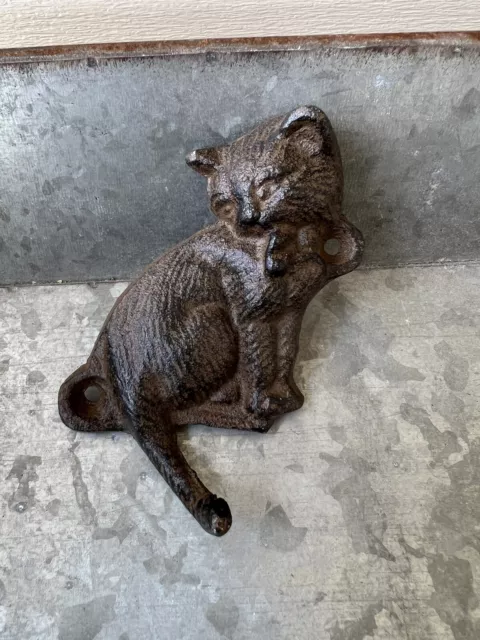 Wall Mount Cat Styled Coat or Hat Hook cast bronze metal