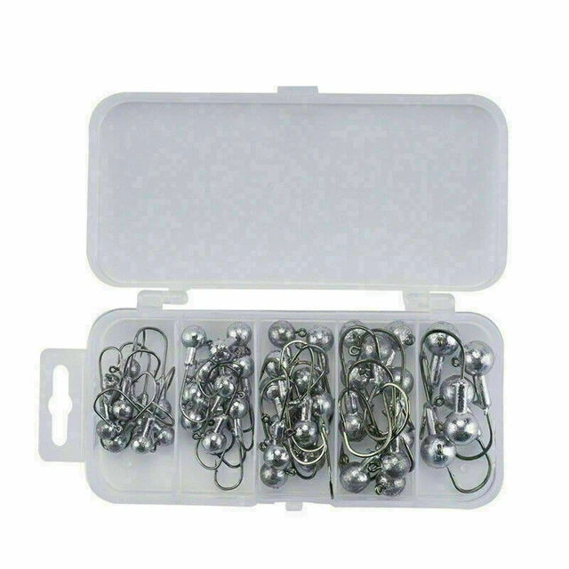 45 Stuck Jigkopf Zander rund Jighead Set Hecht Jigköpfe Rundkopf Jighaken Jigs #