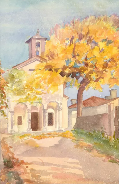 Early 20th Century Watercolour - Continental Church