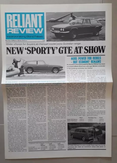 Reliant Review Newspaper Inc. Bond News Brochure Motorshow Edition 1973 - No. 55