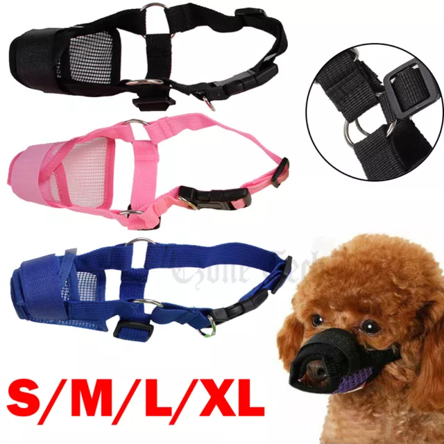 Dog Muzzle Mouth Cover Anti Bite Barking Chewing Mesh Mask Small Large Pet Cat