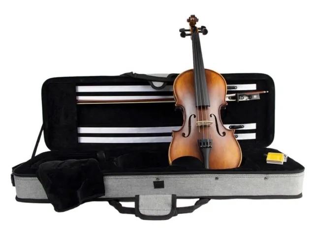 Violine 3/4 Geige Leonardo LV-1834 Set mit Koffer Bogen Kolophon Stimmgerät