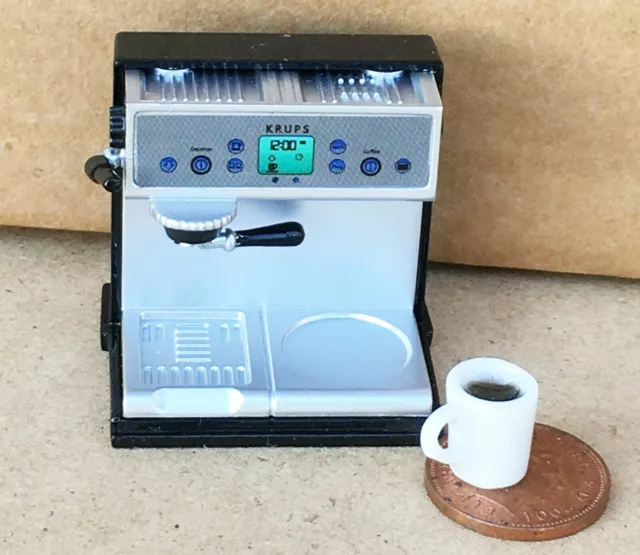 Macchina da caffè espresso in metallo cucina Tumdee casa bambole in scala 1:12 G8215