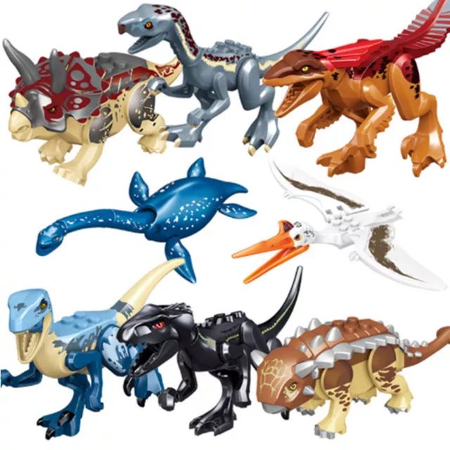 8Pcs/set Dinos Jurassic World Dinosaur Tyrannosaurus Rex Park Raptor Kid Toy