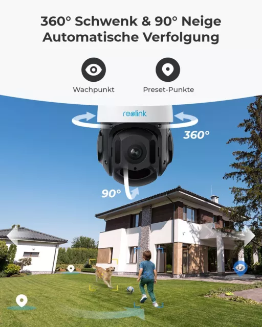 Reolink Caméra surveillance 4K PoE extérieure zoom optique 16X pivotante 360/90° 3