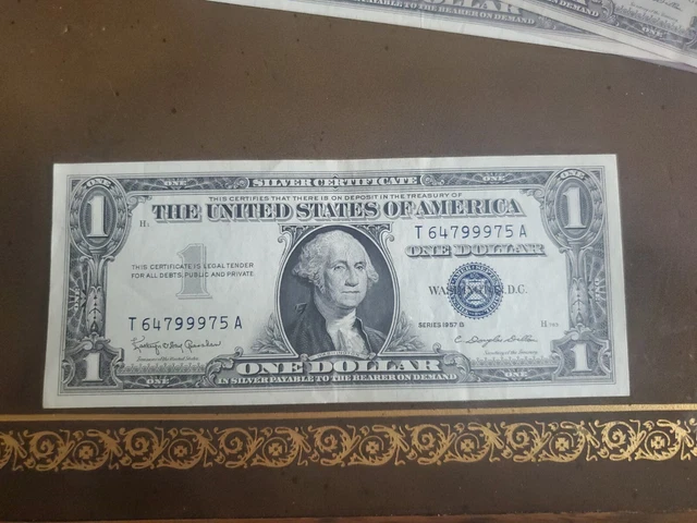 1957 B $1 Star Silver Certificate - AU/UNC Serial 999 PetetheGreek w