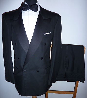 Scott & Taylor Tuxedo Suit 44 Black Wool Dinner Evening Jacket Trousers W38 L29