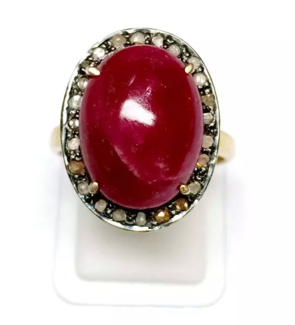 Ring natural Pave Diamond Ruby Gemstone 925 Sterling Silver Fine Jewelry