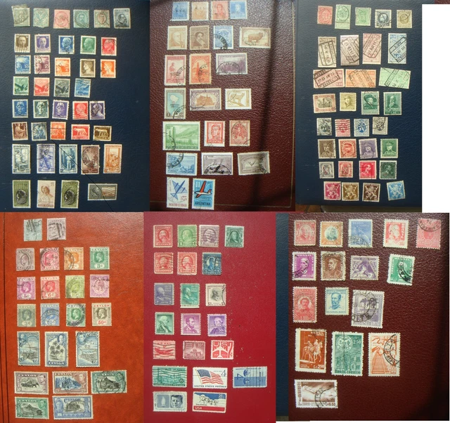 Gros Lot de timbres anciens d'ITALIE USA ARGENTINE CEYLAN BRESIL ETC oblitérés