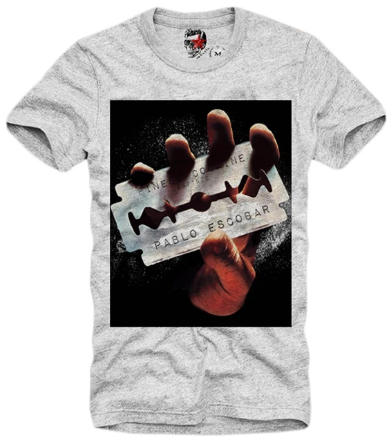 E1Syndicate T Shirt "Enjoy Cocaine" Pablo Escobar Finest Blow Razor Blade 5602