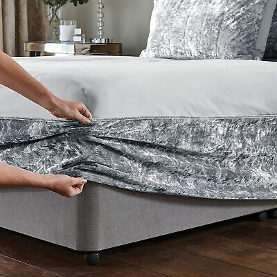 Crushed Velvet Valance Sheet Bed Base Wrap Cover Single Double Super King Size