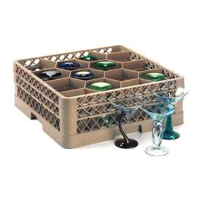 Traex TR18JJ Yellow 12 Compartment Glass Rack with 2 Extenders