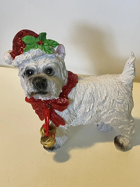 Westie West Highland White Terrier Christmas Dog Figure 6”