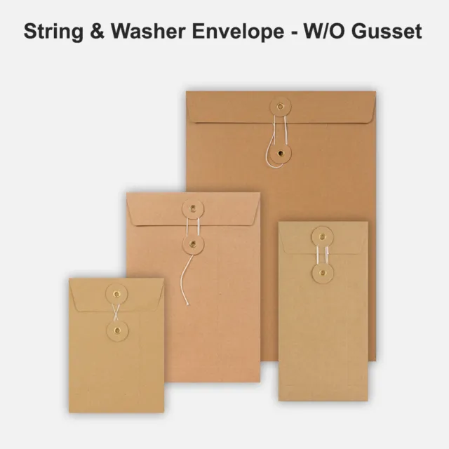 All Size Brown String&Washer Without Gusset Envelopes Button&Tie Manilla Cheap