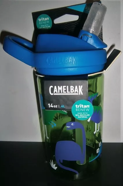 CamelBak Eddy Kids 400ml Water Bottle NEW Child Safe Spill Proof- Hip Dinos