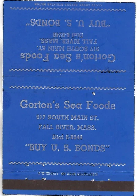 Wwii Buy Us Bonds, Gorton's Sea Food, Fall River Ma, 40 Strike Cover