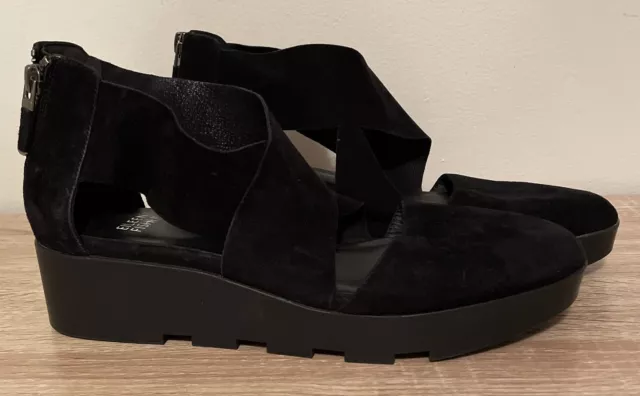 Eileen Fisher Buoy Crisscross Suede Sport Wedge Sandals Back Zipper Size 7