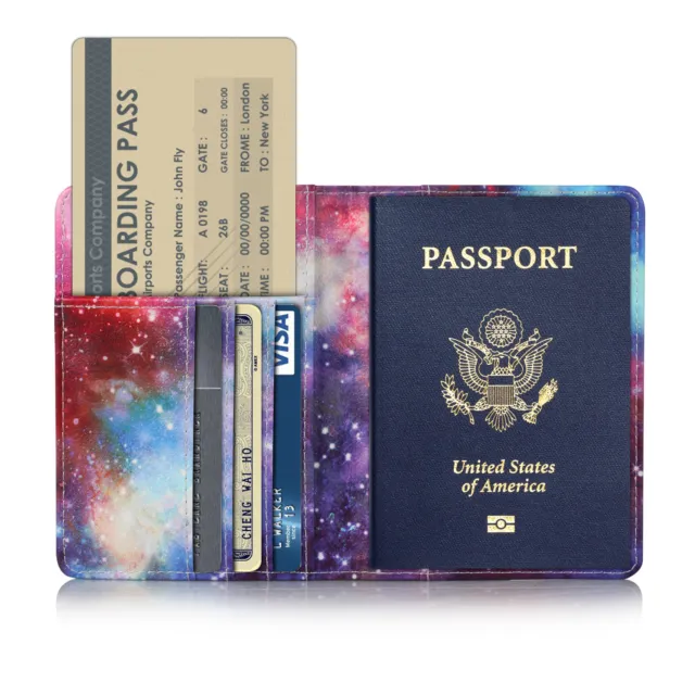 Leather Passport Cover Holder RFID Blocking Men / Women Travel Wallet Case