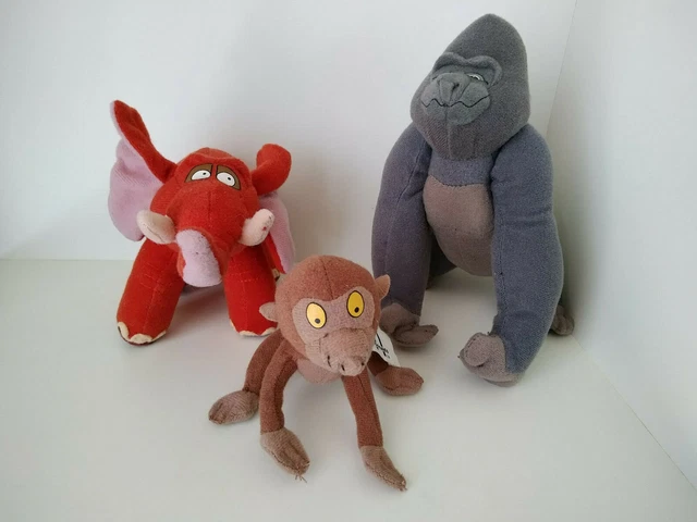 Disney Tarzan 3 Stofftiere (Tantor, Kerchak + Affe) Mc Donalds Happy Meal 2000