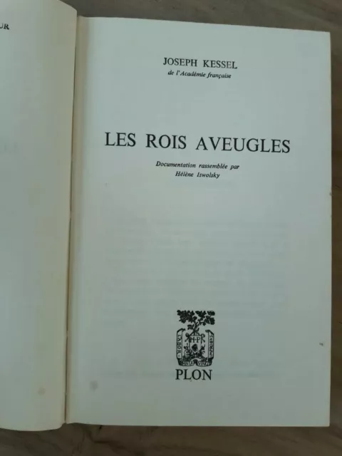 Les rois aveugles-Joseph KESSEL-Plon-