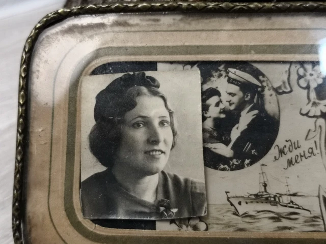 Vintage 1950 Brass Small Size Gorgeous Girl Photo Frame USSR Home Decor Frames 3