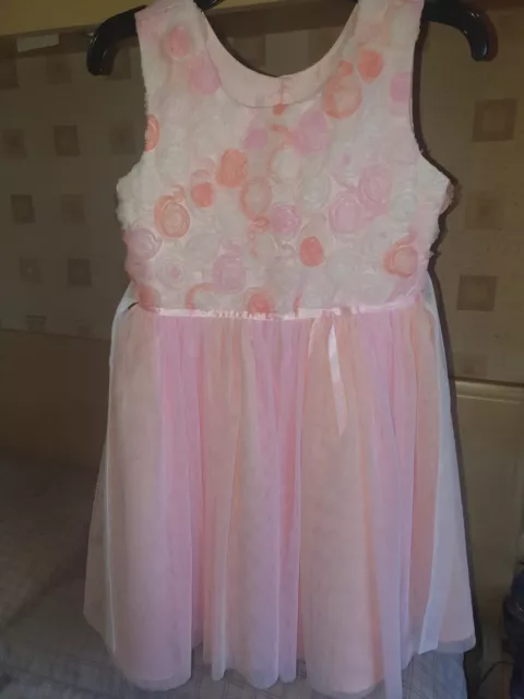 Girls Costco Jona Michelle Peach & Pink Floral Special Occasion Dress 7 Years