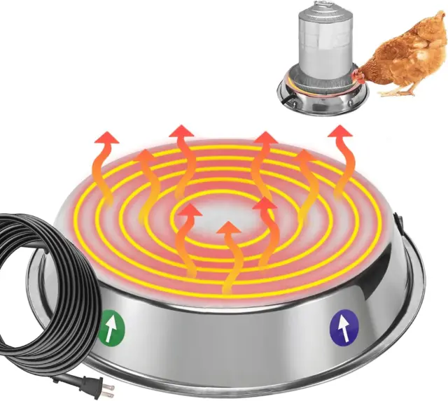 Poultry Waterer Heated Base, Chicken Water Heater for Winter Deicer
