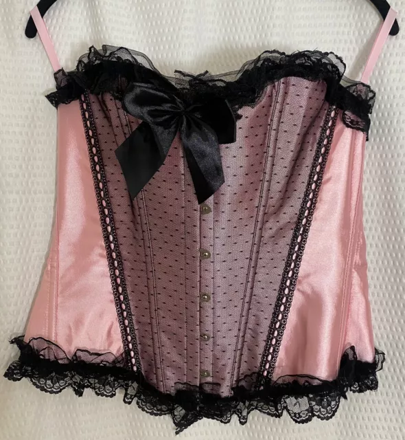 PLAYBOY EXPOSED BUNNY Costume Corset Lingerie Ruffle Pink Black $20.00 -  PicClick