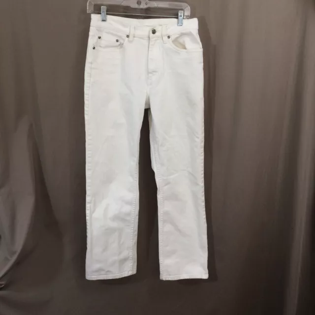 L.L. Beans Jeans Off White Straight Leg High Rise Cotton Blend Size 10