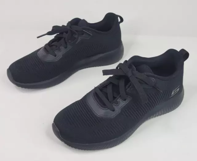 EUC LN Skechers BOBS Squad Tough Talk Womens Sz 7 Shoes Black Sneaker 32504 BBK