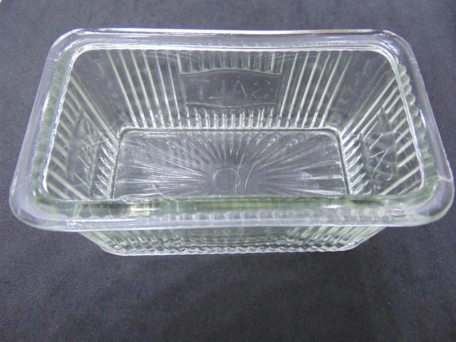 Hoosier Cabinet 1930s Vintage Glass Sneath Saltbox Jar 4 Mission Style Clear 9