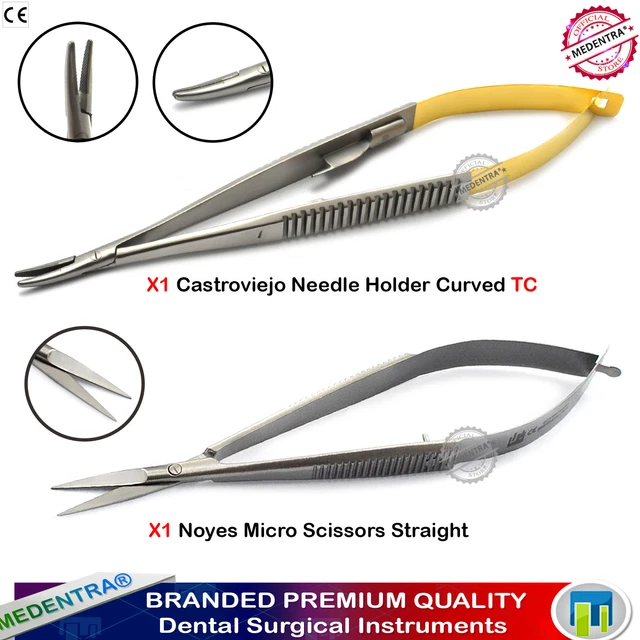 MEDENTRA Spring Noyes Scissors Castroviejo Holder Forceps Porta Aghi