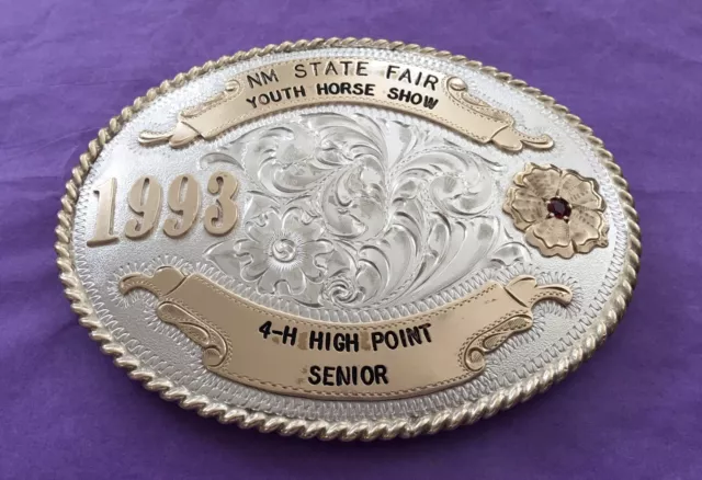 Genuine 1993 New Mexico State Fair 4-H Horse Show Rare Poco Trophy Belt Buckle