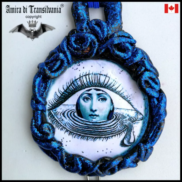blue eye woman jewelry amulet pendant charm bib necklace italian design talisman