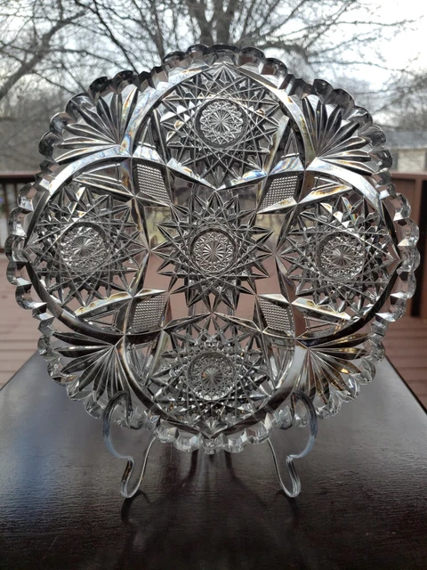 8" Serving Bowl American Brilliant Period Cut Glass Crystal A L Blackmer Baltic