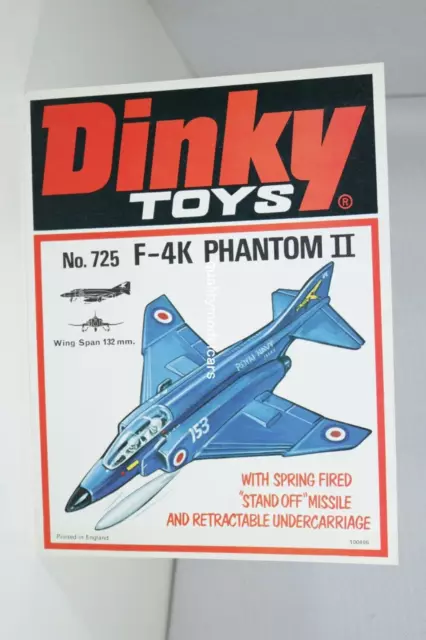 Dinky Toys 100496 Leaflet  Poster no. 725 F-4K Phantom II very near mint