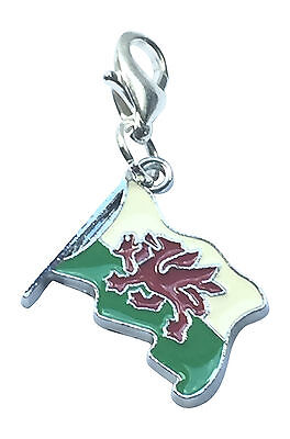 Welsh Bandiera / wales flag / Y Ddraig Goch / RED DRAGON clip su Charm ~ libero PP