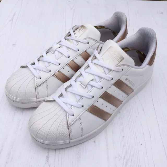 ADIDAS ORIGINALS SUPERSTAR Rose Gold White Leather Trainers UK