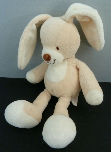 *. DOUDOU PELUCHE NICOTOY LAPIN chien ECRU BLANC NEZ MARRON 23cm EXCELLENT ETAT
