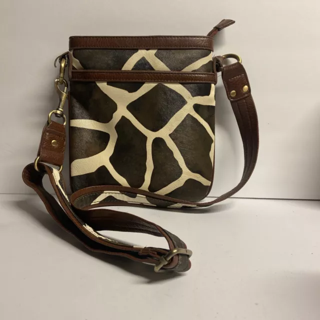 giraffe print purse Brown Safari  Inside Zebra Strips Crossbody Adjustable Strap
