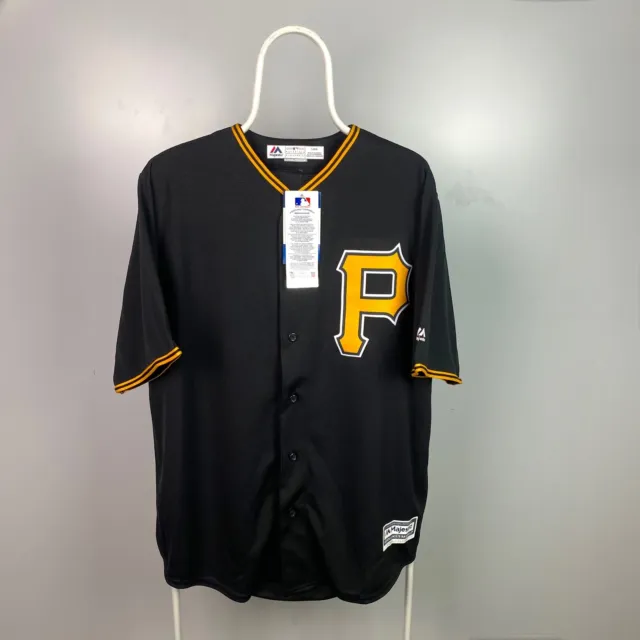 USA Majestic Pittsburgh Pirates Embroidered MLB Jersey Black Yellow L BNWT