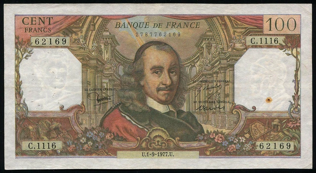 FRANCE - 100 Francs 1-9-1977 Banknote Note - P-149f P149f (VF)