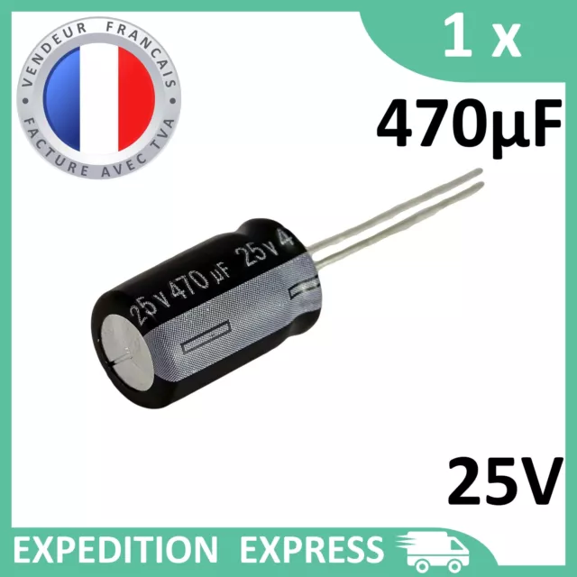 Condensateur électrolytique 470µF 470uF 25V radial WH 105°C THT chimique